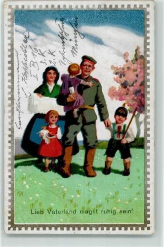 1917 Lieb Vaterland magst ruhig sein - Soldat mit FamilieAK