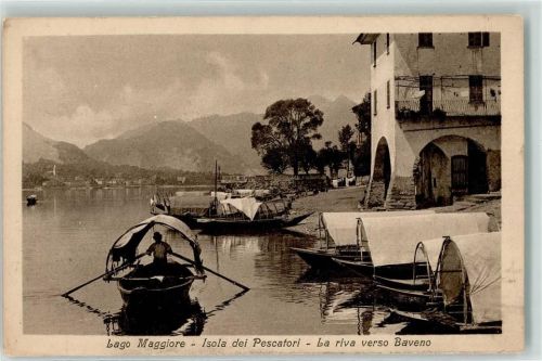 Isola dei Pescatori Lago la riva verso Baveno Fischerboot