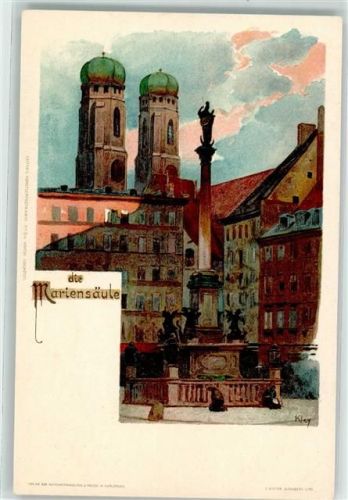 München Die Mariensäule , Velten Verlag Nr. 84 AK