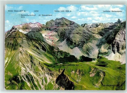 Rappenseehütte Vogelschau Allgäuer Alpen Hüttenstempel