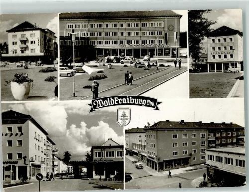 Waldkraiburg Wappen Bahnhof Sparkasse Oldtimer VW Käfer