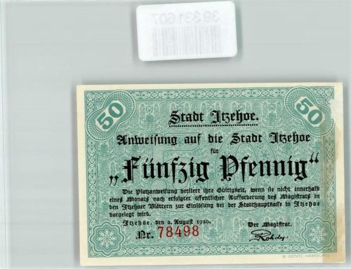 Itzehoe Notgeld 50 Pfennig Jäger
