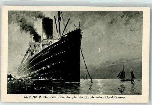 Riesendampfer Norddeutscher Lloyd Bremen Segelschiff Nacht