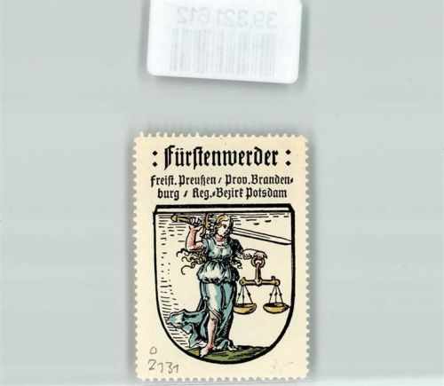 Fürstenwerder Vignette Wappen Freist. Preußen Prov. Brandenburg Reg. Bezirk Potsdam