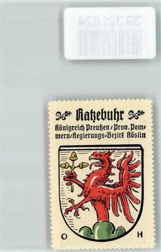 Ratzebuhr Vignette Wappen Königreich Preußen Prov. Pommern Regierungs Bezirk Köslin