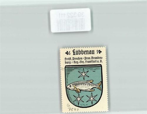 Lübbenau Vignette Wappen Freist. Preußen Prov. Brandenburg Reg. Bez. Frankfurt a. O.