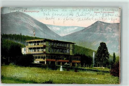 Steinseiffen Sciegny 1913 - Kaiser Friedrichbaude Riesengebirge Fahne Frau