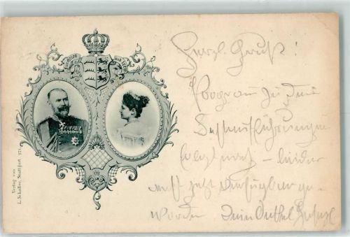 1898 König Wilhelm II Königin Charlotte Wappen Krone