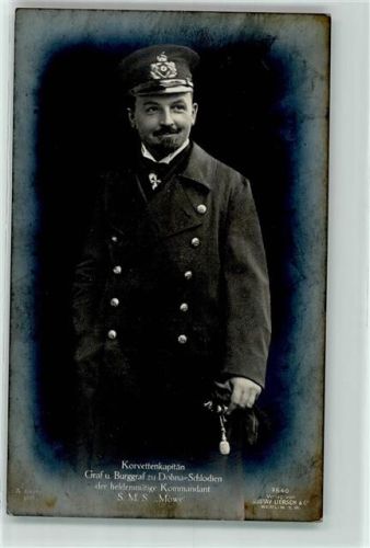 1916 WK I Marine Korvettenkapitän Graf von Burggraf zu Dohna-Schlodien S.M.S. Möwe