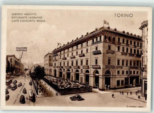 Torino Gasthaus Majestic Sazione Centrale Oldtimer Straßenbahn