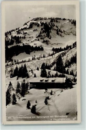 Spitzingsee Unterkunftshaus Stolzenber Haushameralm Winter Stempel Bayr. Landespolizei