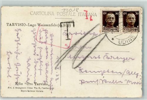 Udine Mehrfachfrankatur Stempel Taxe Nachgebühr