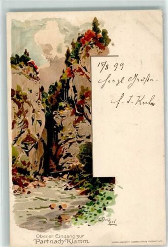 Partenkirchen 1899 Oberer Eingang zur Partnach Klamm sign.