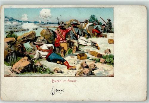 Burenkrieger Lithographie Buren 1900 Gebrauchsspuren