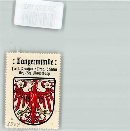 Tangermünde Vignette Wappen Freist. Preußen Prov. Sachsen Reg. Bez.Magdeburg