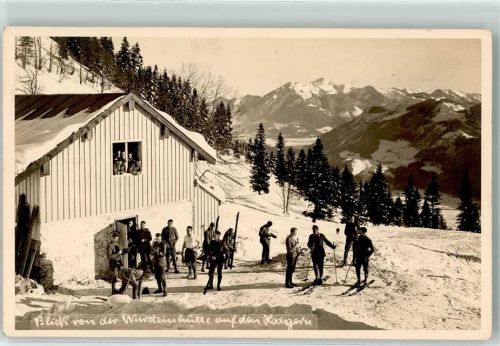 83259 W8211 Schleching - Blick von der Wuhrtseinhütte auf den Hochgern Wonter Schnee Ski