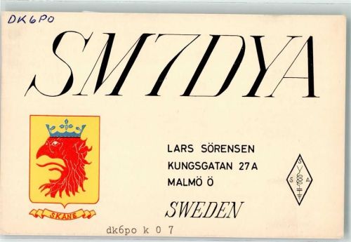 Malmö SM7DYA Lars Sörensen DK6PO
