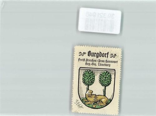 Burgdorf Vignette Wappen Freist. Preußen Prov. Hannover Reg. Bez. Lüneburg