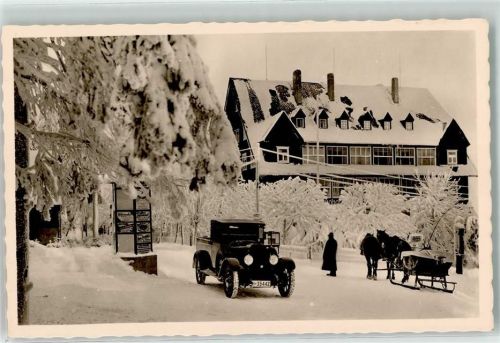 Oberbärenburg Hotel Friedrichshöhe Wintersportplatz Schnee Winter Auto Pferdeschlitten Litfaßsäule