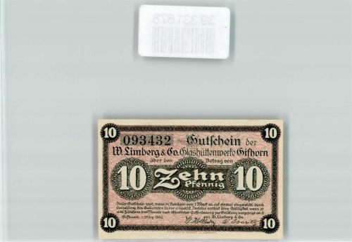 Gifhorn Notgeld Gutschein 10 Pfennig Fabrikgelände