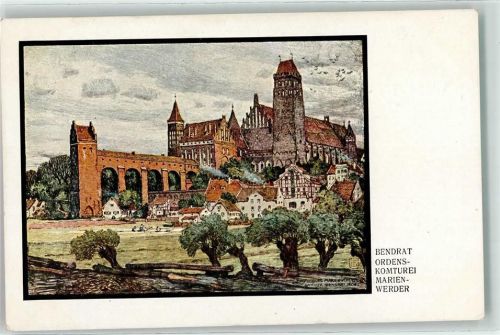 Marienwerder Kwidzyn Künstlerkarte Benrat Ordenskomturei sign. Bendrat
