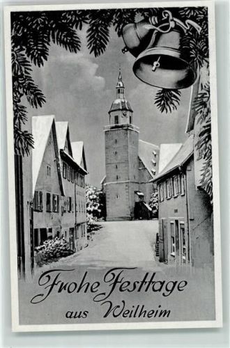 Weilheim Frohe Festtage Winter Schnee Kirche Glocke Tannenzweig