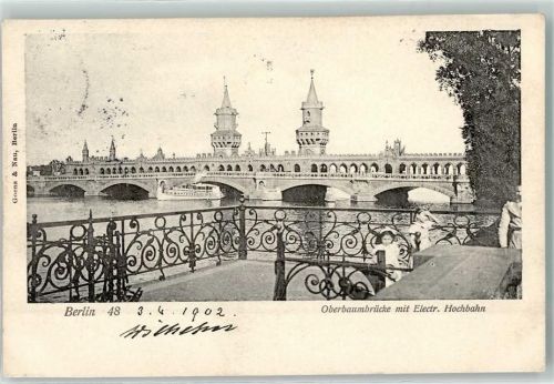 Kreuzberg 1902 Oberbaumbrücke Elektr. Hochbahn