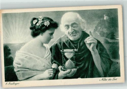 Nütze die Zeit Sanduhr sign.E.Erzberger