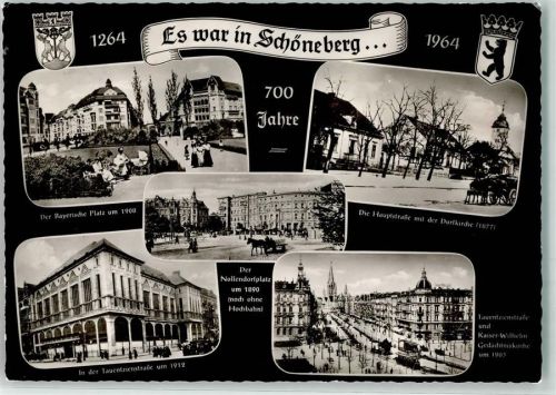 Schöneberg 1264 - 1964 700 Jahre der Bayrische Platz in der Tauentzienstraße Hauptstraße mit Dorfkirche Kaiser Wilhelm Gedächniskirche