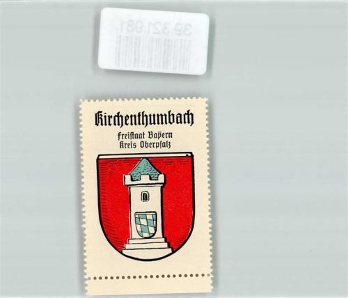 91281 W8575 Kirchenthumbach - Vignette Wappen Freistaat Bayerrn Kreis Oberpfalz