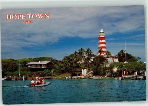 Bahamas Hope Town Leuchtturm Motorboot Abaco