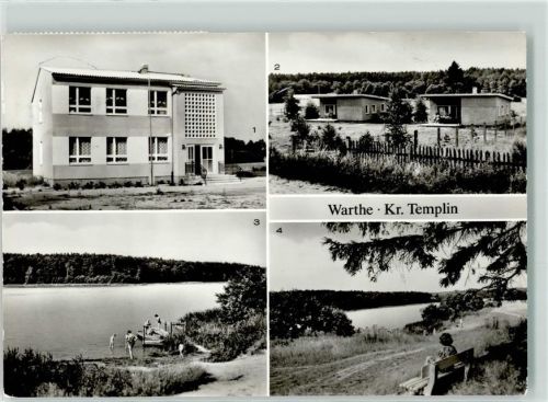 Warthe Neue Schule Bungalows Warthesee Briefmarke 40 Jahre DDR 21.02.1990