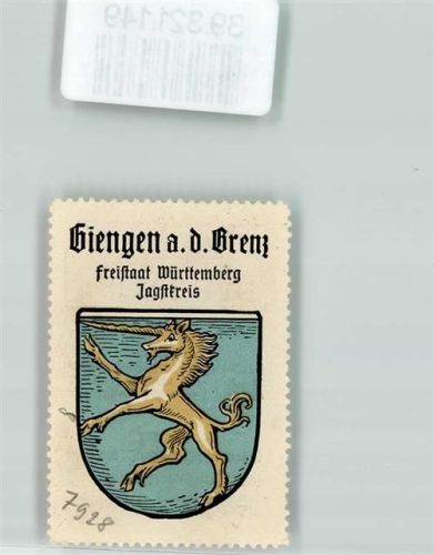 Giengen Wappen Kaffee Hag ca. 1920-1940 Einhorn