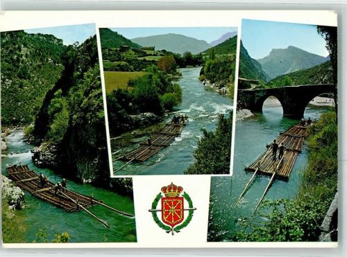 Alter Holztransport Rio Eca Navarra Spanien
