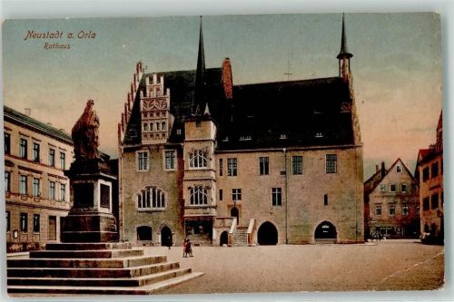 Neustadt Rathaus Denkmal Bahnpost Leipzig Saalfeld Zug Nr.366