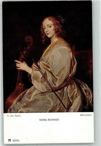 Die Frau des Malers Maria Ruthven Cello sign.A.van Dyck Verlag Ackermann Nr.2179b