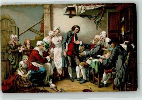 Die Dorfbraut sign.Jean Baptiste Greuze Verlag Stengel Nr.29887