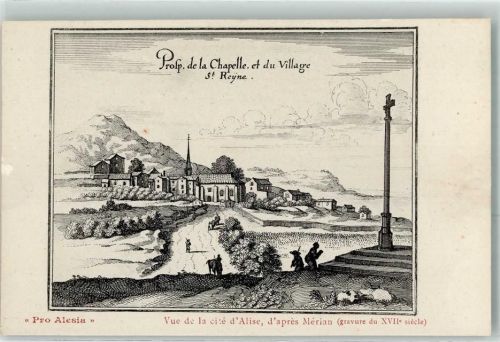 Alise-Sainte-Reine Prosp. de la Chapelle et du Village Kreuz nach Merian