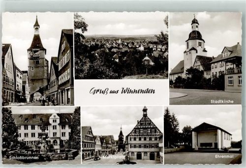 Winnenden Marktplatz Ehrenmal Torturm Schloßbrunnen