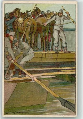 Soldaten Pferde Floss sign.Ludwig Koch