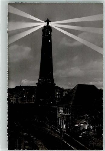 26757 W2972 Borkum Foto AK Leuchtturm bei Nacht