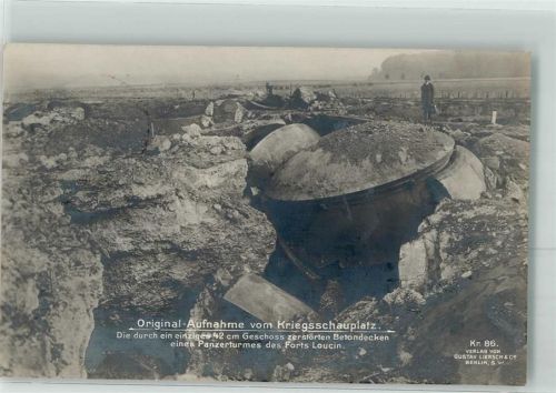 Liege 1916 42 cm Geschoss Zerstörte Betondecke Panzerturm Forts Loucin