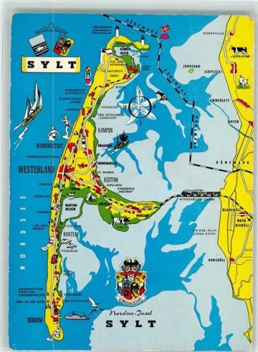 Westerland Zeichnung der Insel Sylt im Wattenmeer