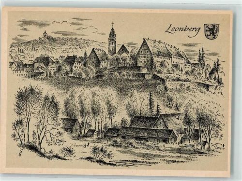 Leonberg Leonberg Zeichnung sign. L.Schäfer-Grohe Württembergische Städtebilder Nr.89