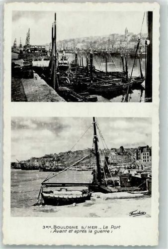 Boulogne-sur-Mer Hafen Fischerboot vor und nach dem Krieg