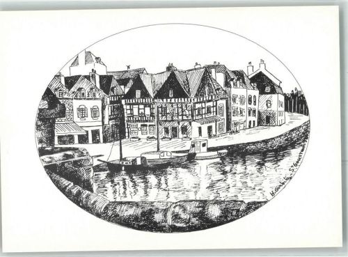 Auray Saint Goustan Hafen Boot Schiff sign. Henriette Gorbitz
