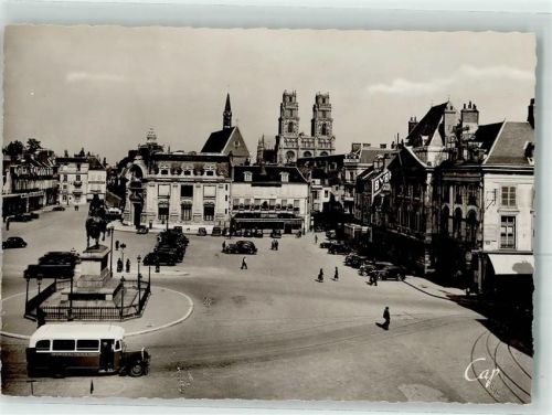 Orleans Place du Martroi vers la Cathedrale Omnibus Oldtimer