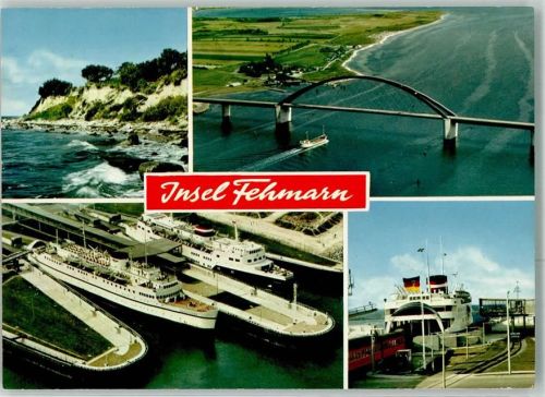 Fehmarn Fehmarnbeltbrücke Fährhafen Schiffe Zug