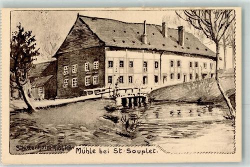 Saint-Souplet Mühle Brücke sign. Schittenheim