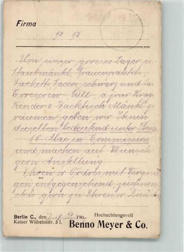Lankwitz 1907 Benno Meyer Damen Confection